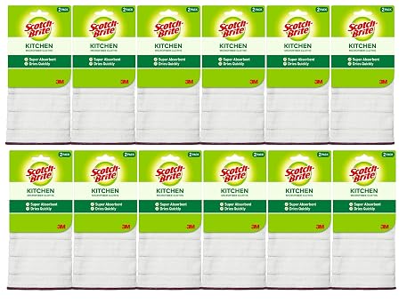 Scotch-Brite Kitchen Cloth, 2 Cloths/Pack, 12 Packs per Case (24 Cloths Total)