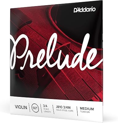 DAddario Prelude Violin Strings, J810 34M, Medium Tension, 34 Scale, 4-String Full Set