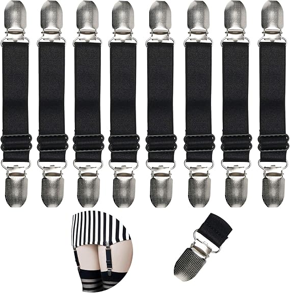 WILLWIN Improved Boot Straps Adjustable Stirrup Pant Straps, Elastic Boot Clips Pant Leg Straps for Women and Men Riding Pants Jeans Motorcycle 8 Pcs Black
