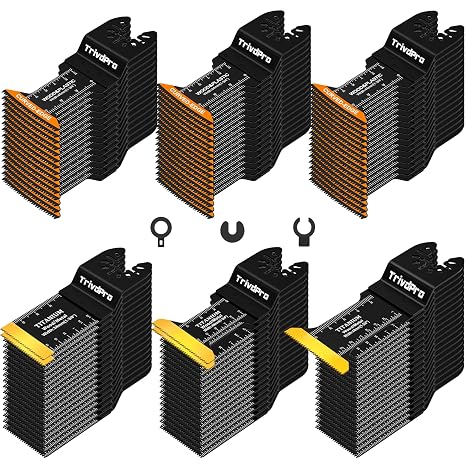 Oscillating Tool Blade Multitool Blades - TrivdPro 105pcs Multi Tool Blades Kits Oscillating Saw Blades for Metal Wood Plastic, Fits Dewalt Milwaukee Ryobi Fein Bosch
