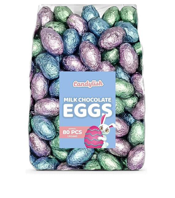 Easter Milk Chocolate Eggs 1 lb. Premium Milk Chocolate Candy | Individually Wrapped, Perfect for Easter Baskets, Egg Hunts, Spring Holiday Parties & Gifting
