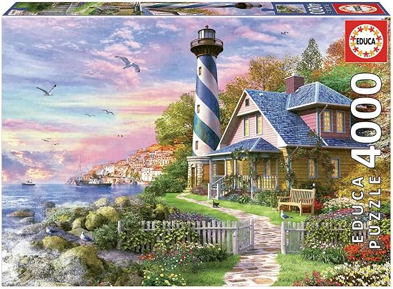 Educa - 4000 Piece Puzzle for Adults | Lighthouse in Rock Bay. Includes Lost Part Service. Measurements: 75.59" x 53.54". from 14 Years Old (17677)