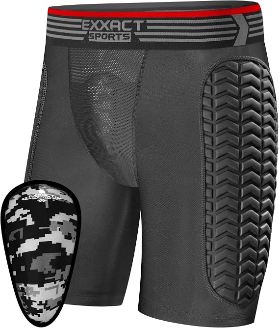 Exxact Sports Men's Baseball Sliding Shorts with Soft Athletic Cup, Breathable Padded Compression Shorts for Baseball
