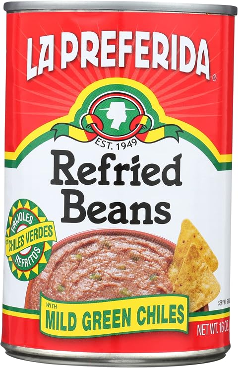 La Preferida Refried Beans with Green Chilies, 16 oz