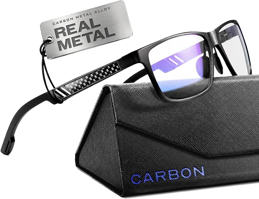 IBOANN Blue Light Glasses for Men - Lightweight Al-Mg Metal, Gaming Computer Blocking Glasses, Eye Protection Anti Eyestrain
