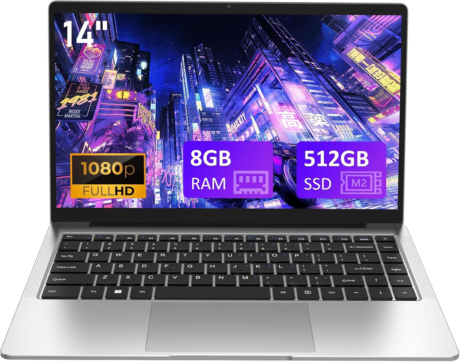 14 Laptop: Quad-Core J4125 Up to 2.7GHz, 8GB RAM, 512GB SSD Expandable to 1TB, Win 11, FHD 1080P Display, 5G WiFi, Bluetooth 4.2, Mini HDMI, USB 3.0