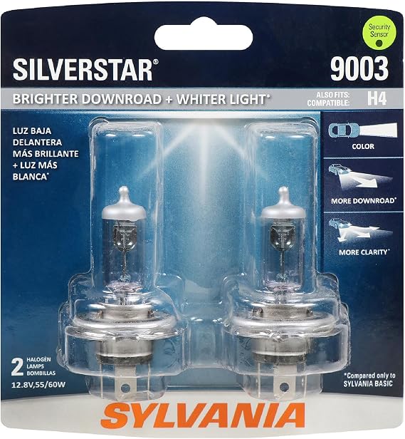 SYLVANIA 9003 SilverStar Halogen Headlight Bulb, High or Low Beam, 2 Bulbs