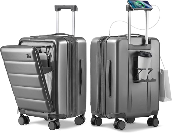 20IN Expandable Carry On Luggage-Grey