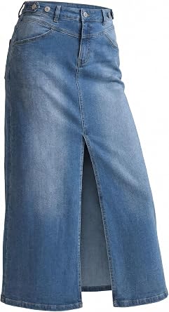 Arach&Cloz Women's Cotton Blend Stretch Adjustable Waist Denim Skirts with Pockets 2026