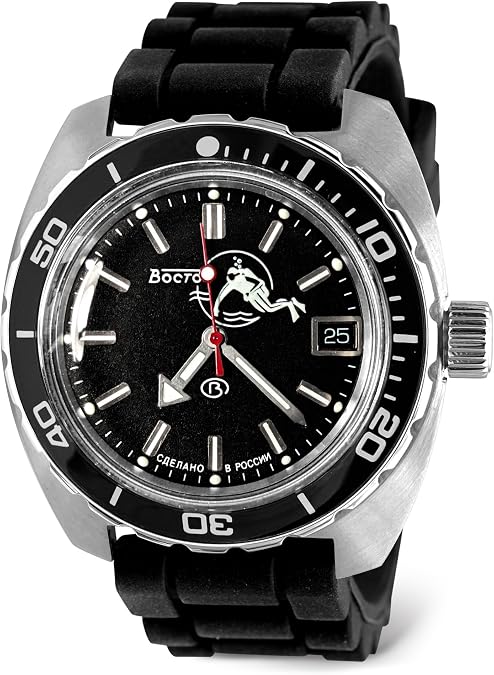 | Komandirskie Commander Automatic Self-Winding Russian Military Diver Wrist Watch | WR 200 m | Fashion | Business | Casual Men's Watches | Model 280992 Orange Strap 
