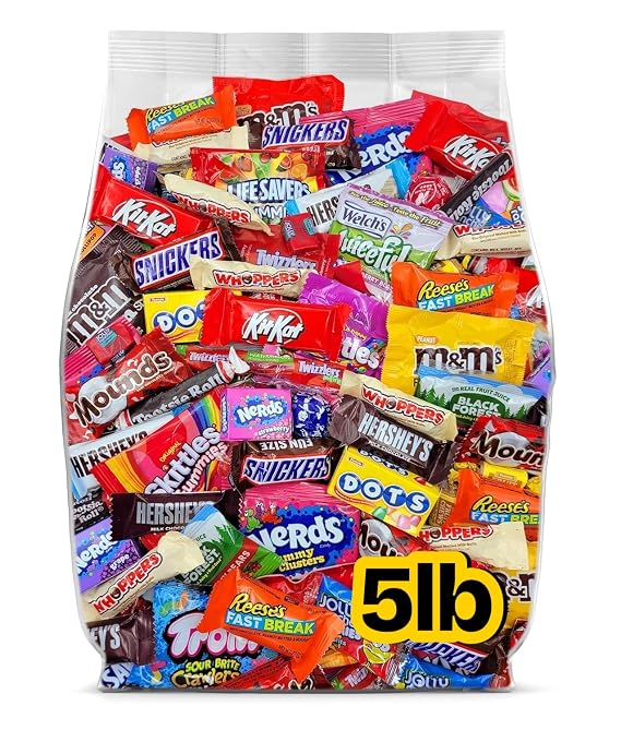 Halloween Chocolate and Candy Variety Pack Bulk - 5lb Bulk Halloween Candy Individually Wrapped - Assorted Candy for Trick or Treat, Party Favors, Pinatas, Goodie Bags and Office Snacks - 5 Pound Bag of Candy