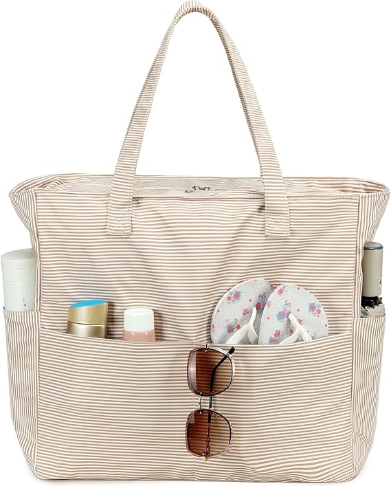 LEDAOU Beach Bag Waterproof Sandproof Women Beach Tote Pool Bag with Zipper for Swim Gym Grocery Travel with Wet Pocket | Sandproof