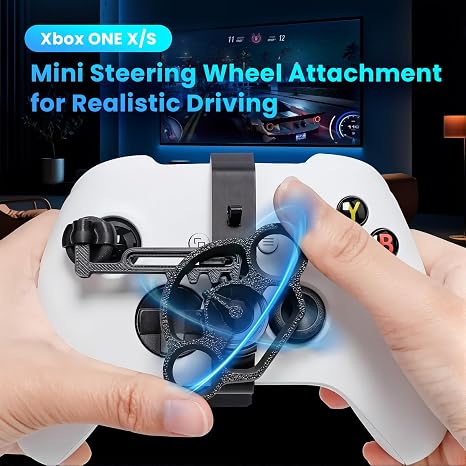 Xhiver Mini Steering Wheel Attachment for X-boX ONE X/S Controller Racing Games Controller Steering Wheel Attachment Accessory for X-boX(Black, 2-Pack)