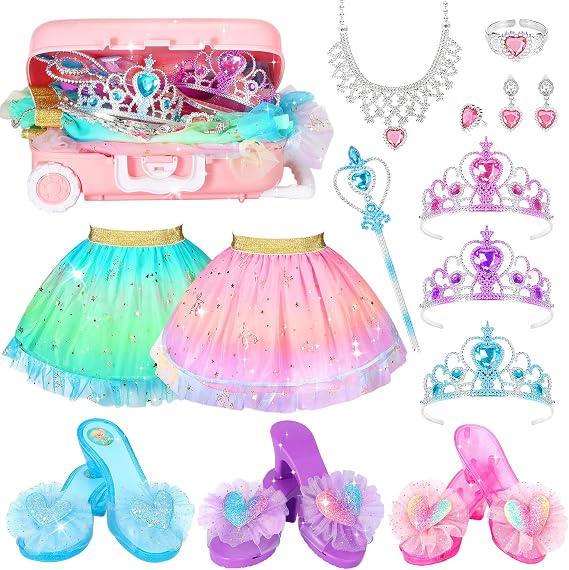19-Piece Princess Dress Up Shoes Set for Girls Pretend Play Toys Ages 3-6