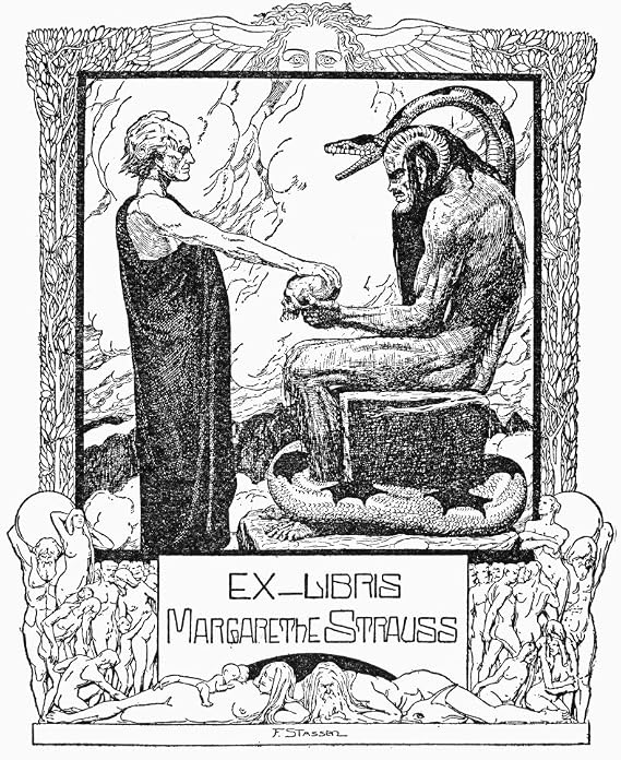 Bookplate C1910 Ngerman Bookplate Of Margarethe Strauss Designed By Franz Stassen Poster Print by (24 x 36)