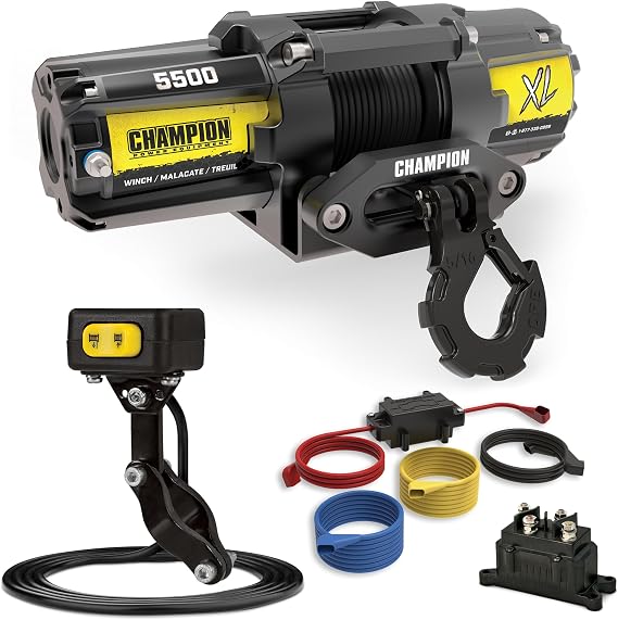 Champion Power Equipment XL 5500-lb. ATV/UTV Synthetic Rope Winch Kit