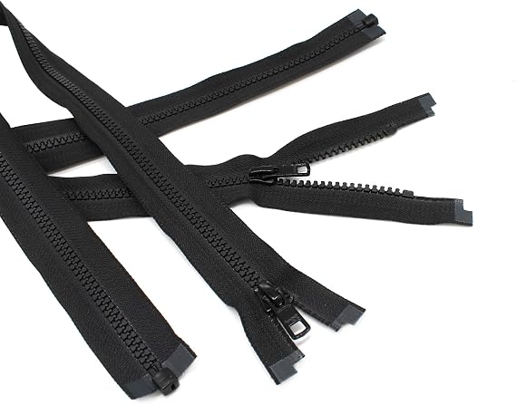 2pcs 30 Inch YKK #5 Vislon Molded Plastic Separating for Medium Weight Jacket Zippers - Made in USA (Black - 580)