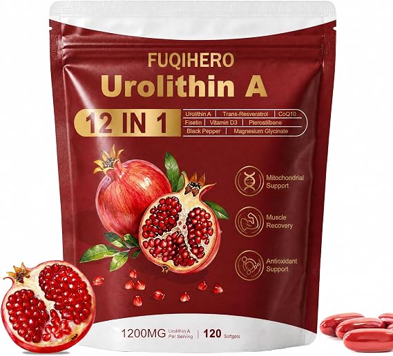 12-in-1 Urolithin A Supplement with Ubiquinol, Natural Antioxidant, 120 CT | with Trans-Resveratrol, Fisetin, Daily Cellular Wellness & Mitochondrial Support,Reduce Muscle Loss,2-Month Supply
