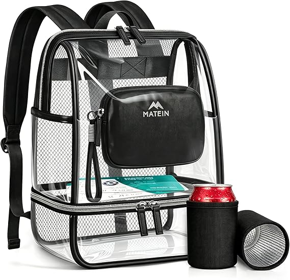MATEIN CLASSIC TPU Clear Backpack Stadium Approved, Dual-Layer Stadium Bag