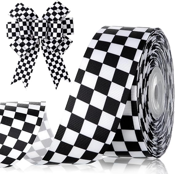 Chuangdi 1 Pcs Checkered Ribbon Christmas Craft 1.5 inch