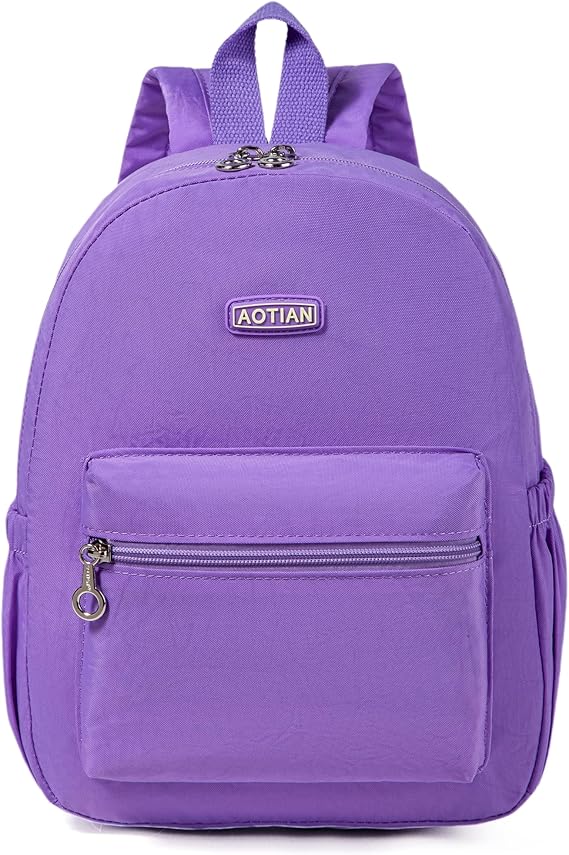 AOTIAN Mini Backpack for Women, Durable Nylon Small Daypack, Light Violet