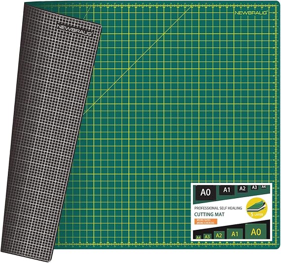 NEWBRAUG 36'' 48'' Large Self Healing Cutting Double Sided 5-Ply Mat, Big Cutting Board for Rotary Cutting, Quilting, Sewing, Craft, Fabric & Scrapbooking(Green/Black)
