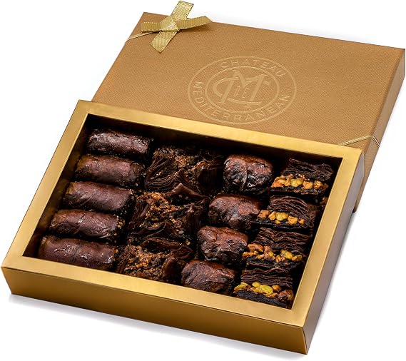 Chocolate Baklava Baklawa Gift Box, Assorted Nuts, Egg Free, 16 Pieces 325g
