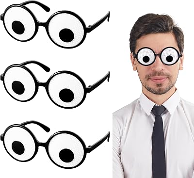 Spooktacular Creations 3PCS Eyes Glasses, Halloween Funny Eyeball Glasses, Silly Glasses for Men Women, Halloween Costume Accessories