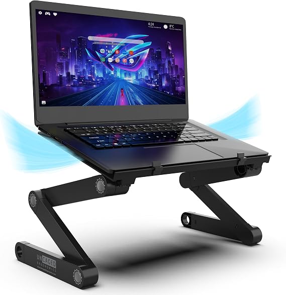 Uncaged Ergonomics WorkEZ Adjustable Laptop Stand for Desk and Bed, Black