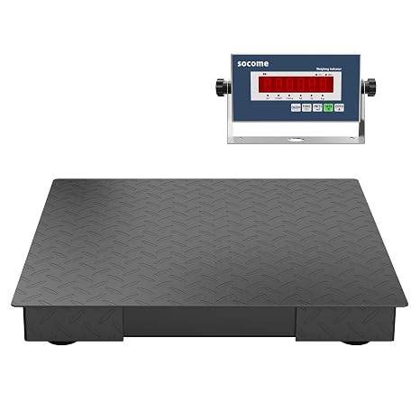 24"x24" Heavy-Duty Industrial Floor Scale, 2500lb x 0.5lb, Black | Precision Pallet Scale with Digital Indicator, Carbon Steel Platform Weighing Scale for Floor Bench Office Weight Weighing