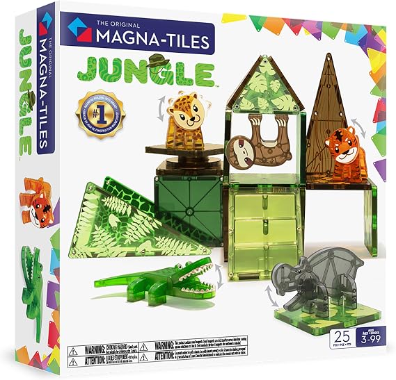 MAGNA-TILES Jungle Animals 25-Piece Magnetic Construction Set, The ORIGINAL Magnetic Building Brand