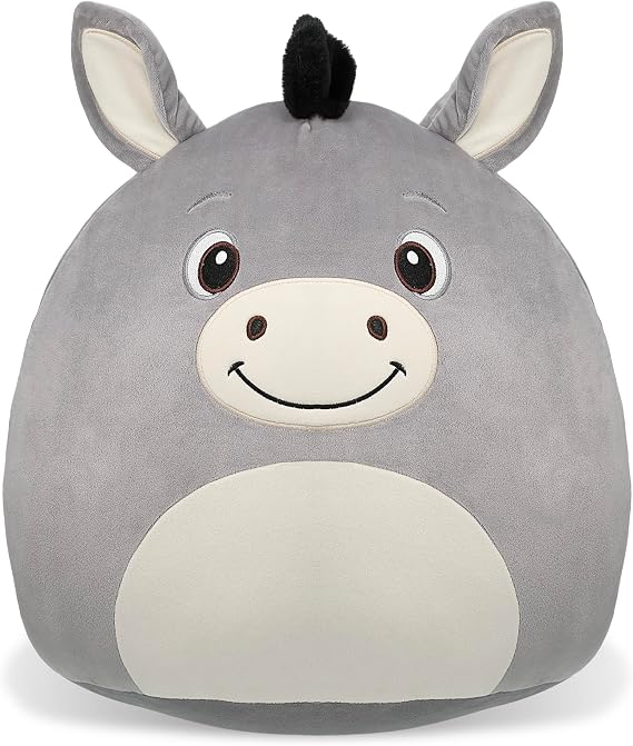 DolliBu Snug Mooshies Donkey Stuffed Animal Plush Toy - Large Cuddly Farm Life Super Squishy Soft Toys, Huggable Big Plush Animals for Girls and Boys, Cute Toy Animal Pillow for Kids - 17 inches