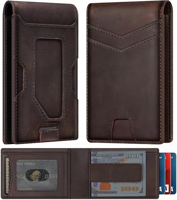 furid Slim Genuine Leather Wallet: Thin RFID Wallet 12+ Card Hold