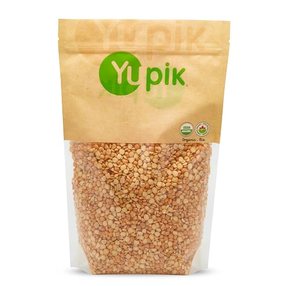 Yupik Organic Yellow Split Peas, 2.2 lb (35.2 oz), USDA Certified, Non-GMO, Vegan, Gluten-Free, Hearty & Sweet Flavour, Excellent Source of Protein & Fiber, Perfect for Soups, Stews & Salads