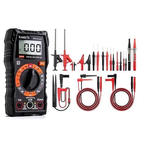 KAIWEETS KM100 Digital Multimeter with Case and KAIWEETS 23PCS Multimeter Test Leads Kit with Replaceable Precision Probes Set and Alligator Clips,