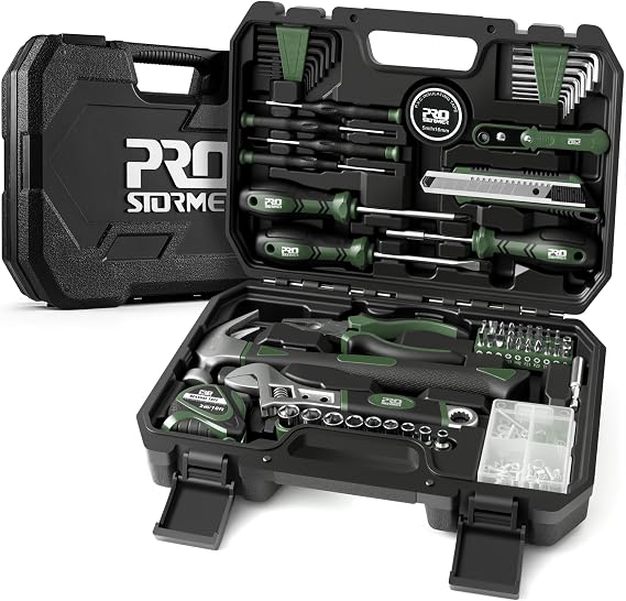 Prostormer 160-Piece Tool Set, Basic Home Repair Kit, Green