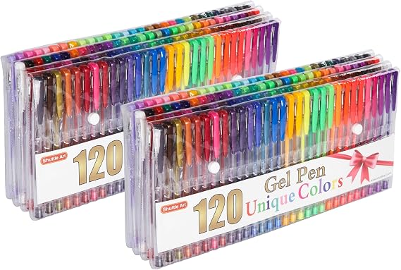 Shuttle Art 240 Pack Gel Pens, 2 Sets of 120 Colors Gel Pens for Adults Coloring Books Drawing Doodling Crafts Scrapbooking Journaling