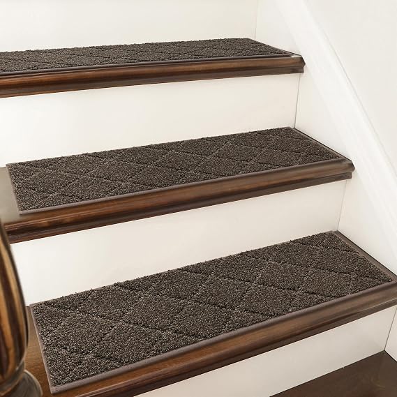 COSY HOMEER Edging Stair Treads Non-Slip Carpet Mat 28inX9in,15pc,Brown