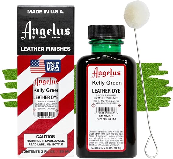 Angelus Leather Dye, Kelly Green, 3 Ounce Bottle (500-03-051)