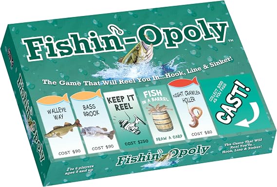 Late for the Sky Fishin'-Opoly Board Game, 2-6 Players Strategy Fishing