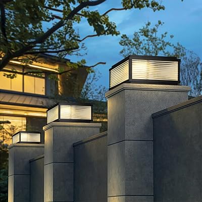 Large Columns and Pillars Solar Post Lights Outdoor, Outdoor Post Lights Hard Wired Waterproof for Garden Yard, Modern Solar Lamp for Outdoor Column Pedestal