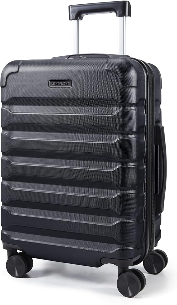 LIGHT FLIGHT Carry On Luggage 22x14x9 Airline Approved Suitcase,Black