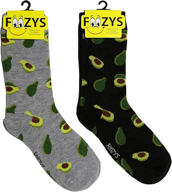 Foozys Womens Crew Socks | Cute Avocados Food & Drink Novelty Socks | 2 Pair
