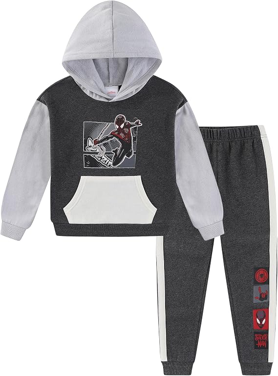 Marvel Spider-Man Miles Morales Boys Hoodie and Pants Set for Big Kids
