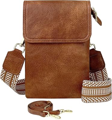 Small Crossbody Cell Phone Bags for Women Designer Girls Vegan Leather Cell Phone Purses with 2 Adjustable Straps