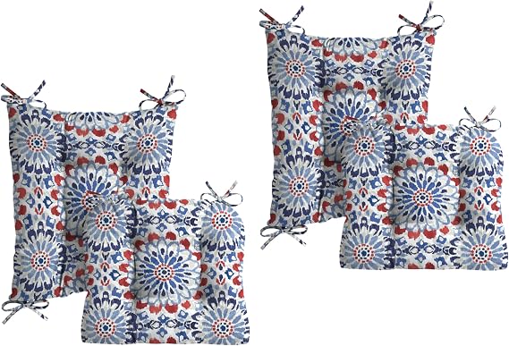 Arden Plush Indoor/Outdoor Rocking Chair Cushion Set, 2 Pack, 20 x 18, Water Repellent, Fade Resistant, Tufted Cushion for Rocking Chairs Clark Blue