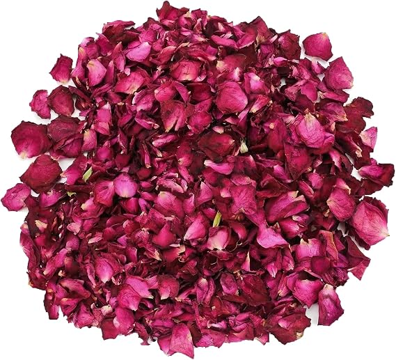 QUUPY 100 Grams Dried Rose Flower Petals Natural Real Red Rose Petal for Wedding Confetti Valentines Day Party Decoration Bath Foot SPA Sachets Crafting