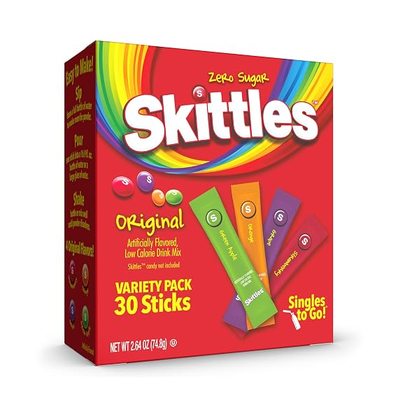 Singles To Go! Skittles Powdered Drink Mix, Original Variety Pack, 40 Count