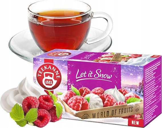 Teekanne Let it Snow Raspberry Meringue Flavored All Natural Fruit Tea with Rosehip and Hibiscus 20 Teabags