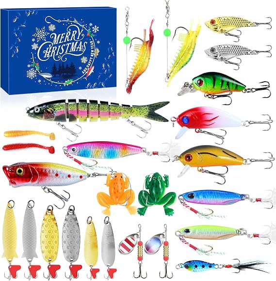 Fishing Advent Calendar 2025 for Teen Boys Adult Fisher Men Fishing Lures Advent Calendar 2025 for Christmas Countdown Adv ent Fishing Gear Cale ndar 2025 Christmas Gifts for Teens Men